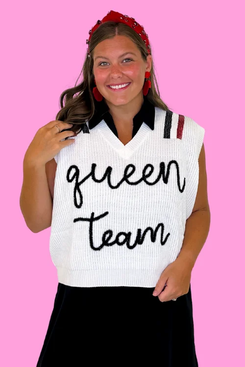 Queen Of Sparkles: Queen Team Sweater Vest Fitted Loose Oversized