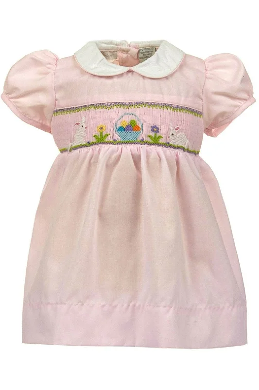 Smocked Bunnies Easter Baby Girl Dress Outfit