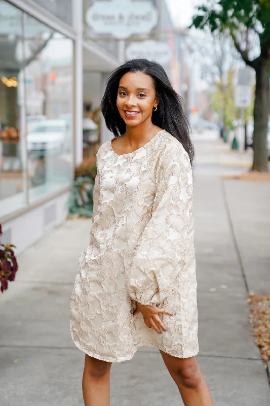 Harlow Bubble Sleeve Embroidered Dress