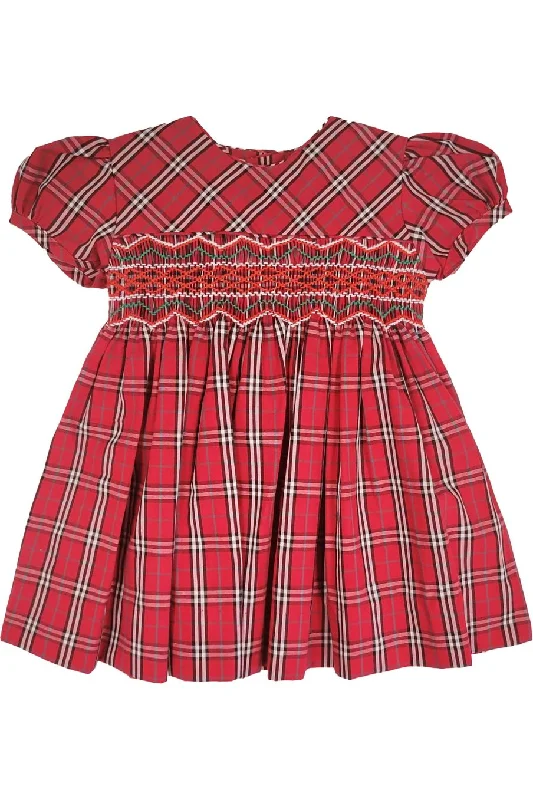 Red & White Plaid Short Sleeve Baby Girl & Toddler Dress