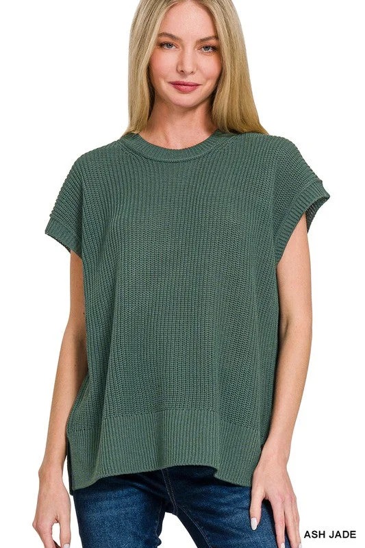 Just My Style Ash Jade Knit Sweater Vest Spandex Rayon Corduroy