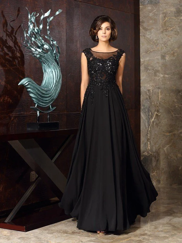 A-Line/Princess Scoop Applique Sleeveless Long Chiffon Mother of the Bride Dresses TPP0007066