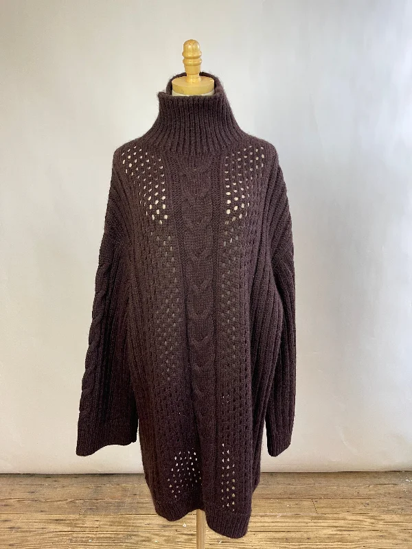 Nanushka Sweater Dress (M) Turtle Neck Boat Neck Asymmetrical Neck