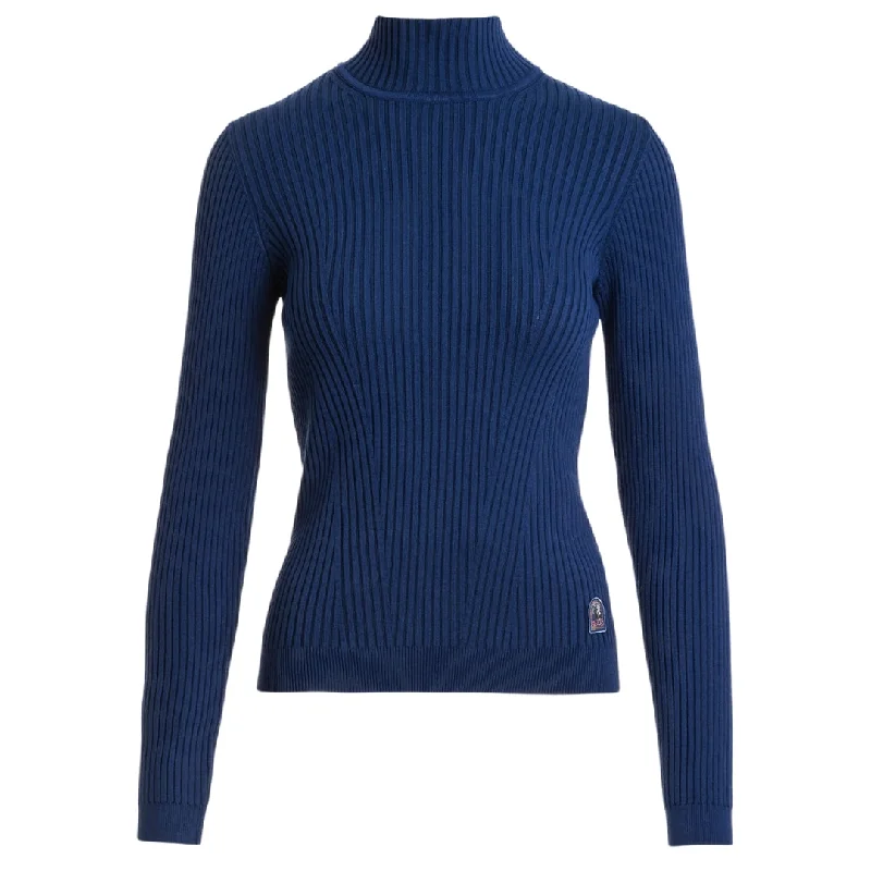 Parajumpers Lotus Eclipse Blue Sweater Silk Blend Satin Velvet
