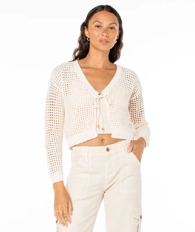Roxy Womens Sweater Ivy Mesh Blend Leather Blend Suede Blend