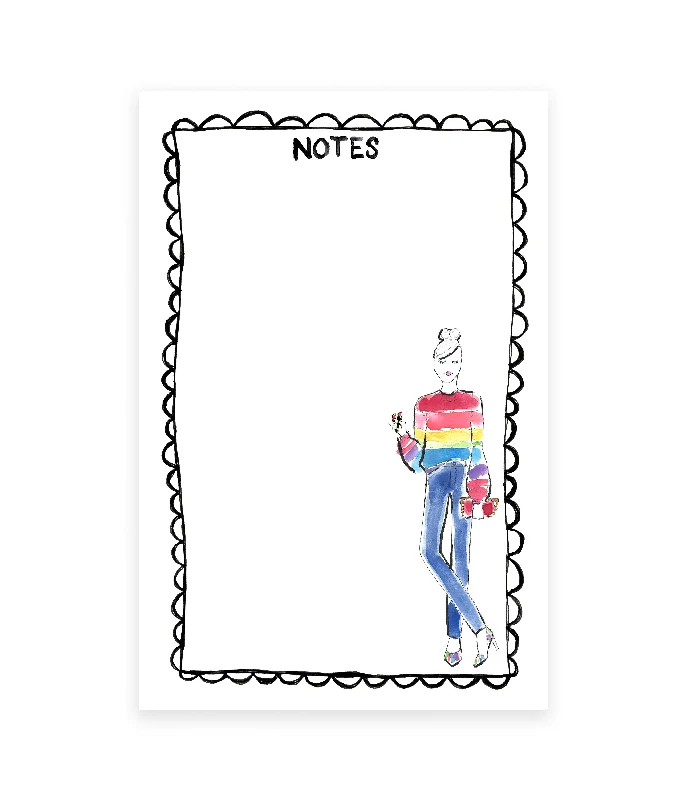 Rainbow Sweater Girl Scalloped Notes Notepad (Ready to Ship) Ribbed Striped Patterned Rainbow Sweater Girl Scalloped Notes Notepad (Ready to Ship) Ribbed Striped Patterned