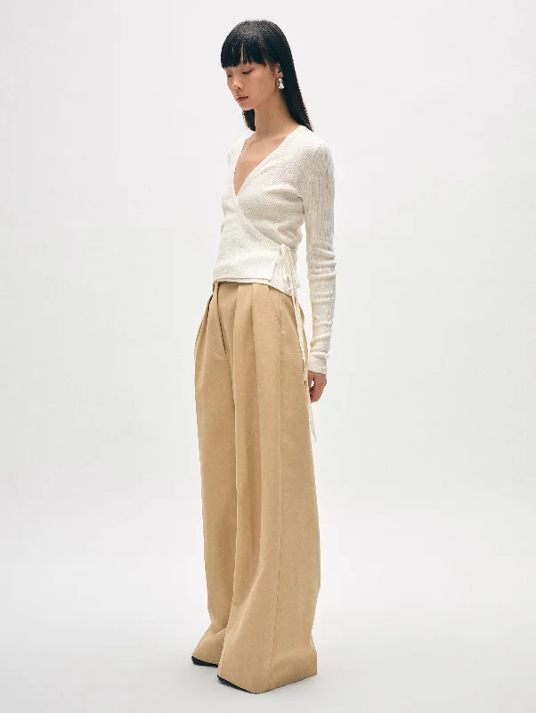 Linen Ribbed Wrap Top