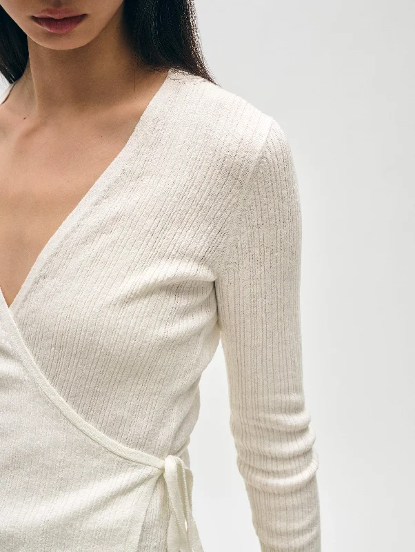 Linen Ribbed Wrap Top