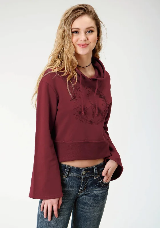 Roper Crop Womens Wine 100% Cotton French Terry Sweatshirt