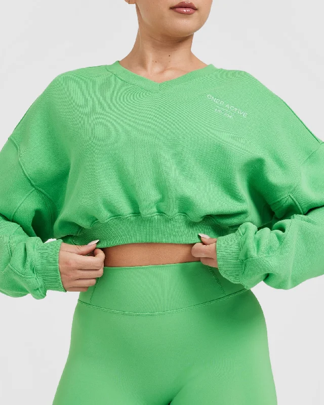 All Day Est 2020 Crop V-Neck Sweatshirt | Jade