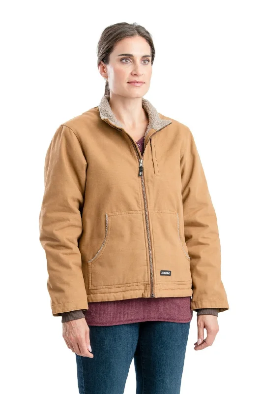 Berne Brown Duck 100% Cotton Womens Sherpa Softstone Duck Jacket