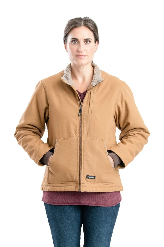 Berne Brown Duck 100% Cotton Womens Sherpa Softstone Duck Jacket