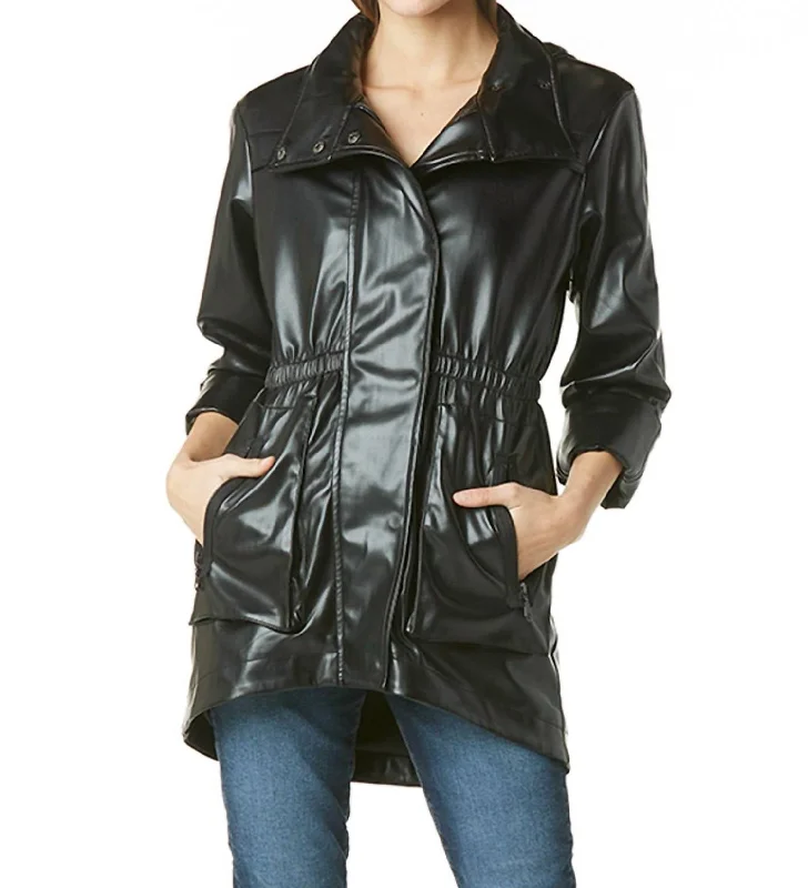 Cory Vegan Leather Jacket In Black