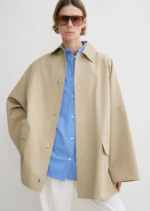 Cotton twill overshirt jacket fawn