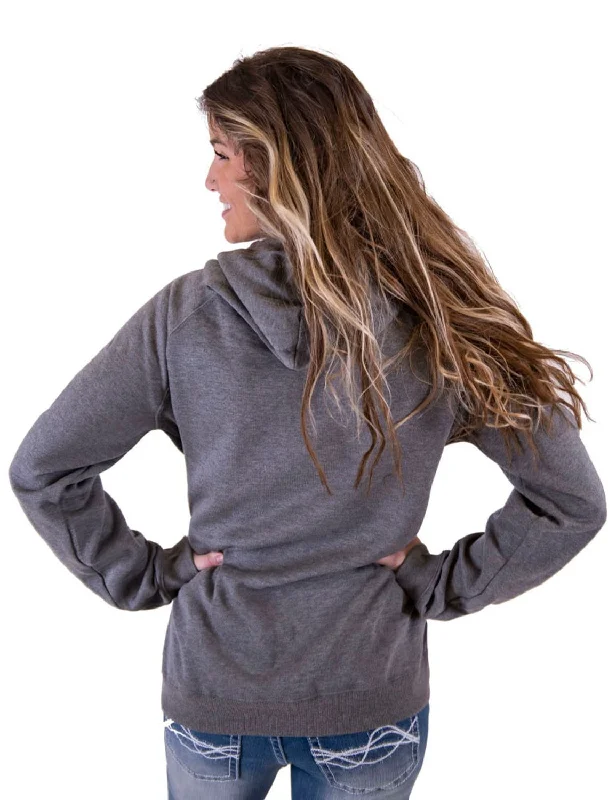 Cowgirl Tuff Womens Guns and Wings Bling Gray Poly/Rayon Hoodie