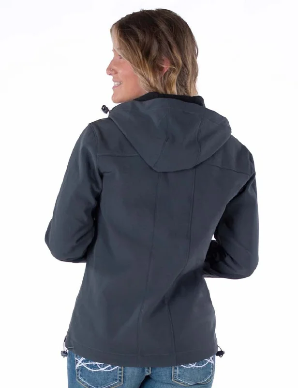 Cowgirl Tuff Womens Stretch Charcoal Nylon Softshell Jacket