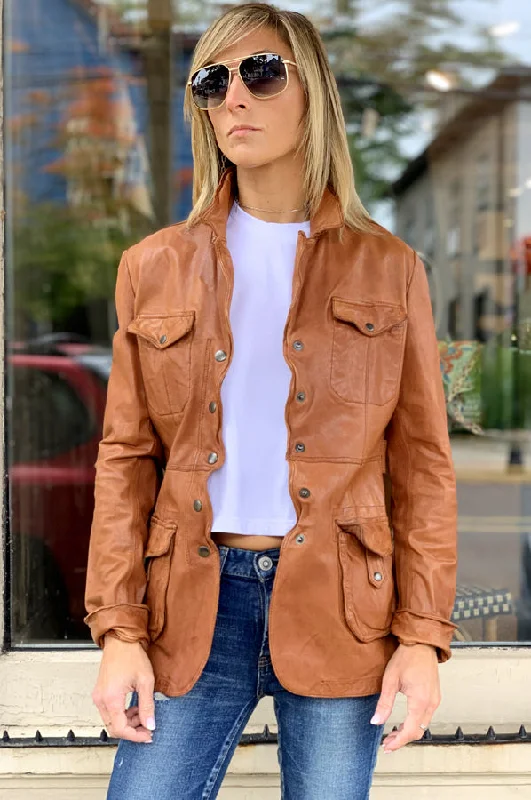 Delphine Leather Jacket - Cognac