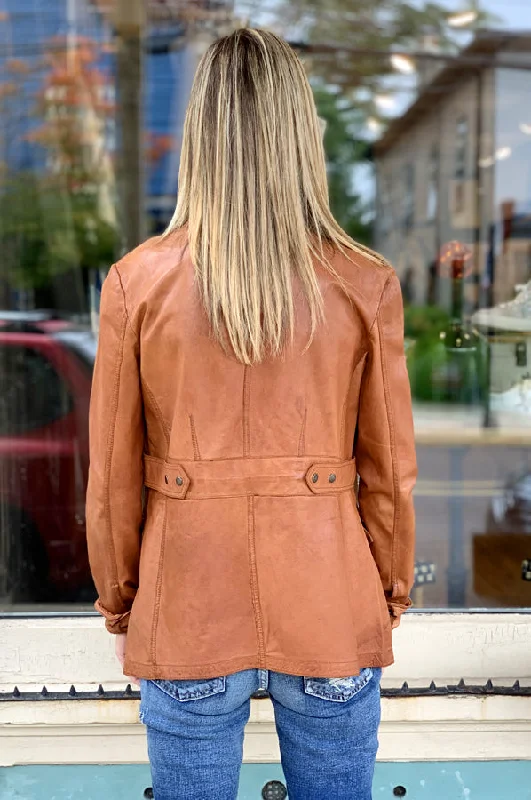 Delphine Leather Jacket - Cognac