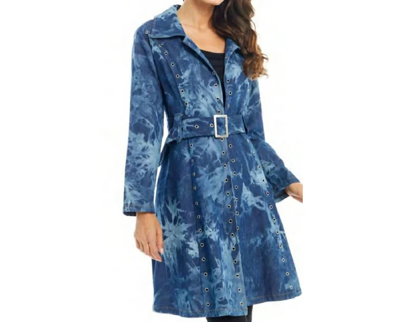 Denim Long Blazer With Belt