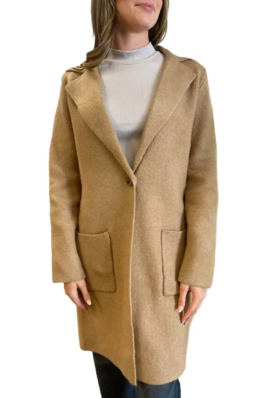 Long Cardigan/coat In Camel