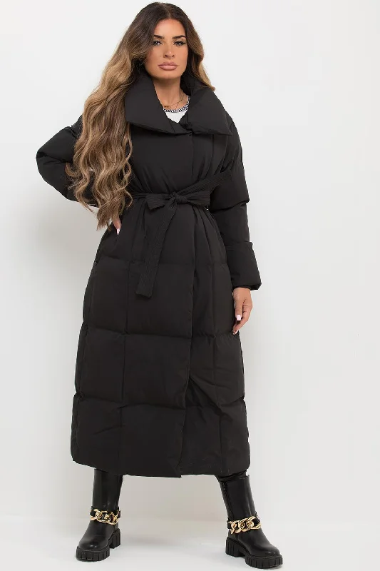 Longline Duvet Puffer Coat Black