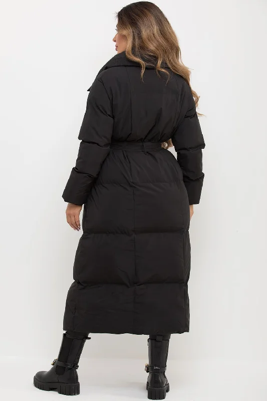 Longline Duvet Puffer Coat Black