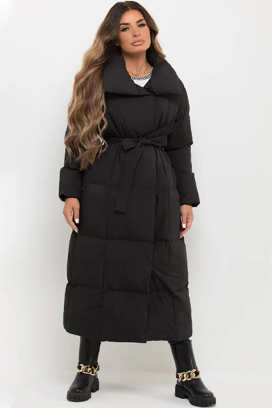 Longline Duvet Puffer Coat Black