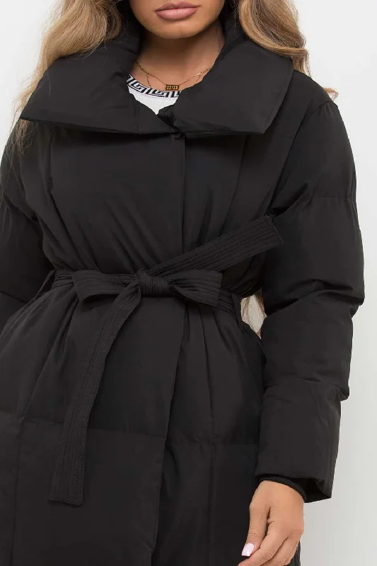 Longline Duvet Puffer Coat Black