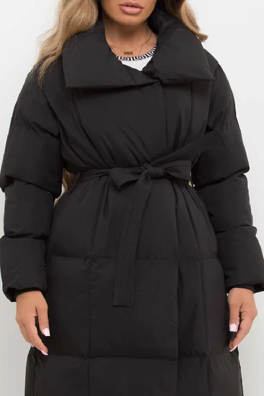 Longline Duvet Puffer Coat Black