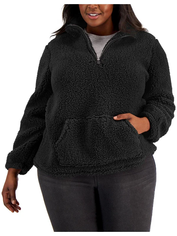 Plus Womens Sherpa Half Zip 3/4 Zip Pullover