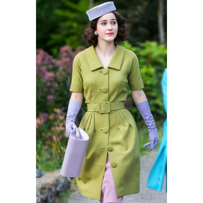 Rachel Brosnahan The Marvelous Mrs. Maisel Light Green Coat