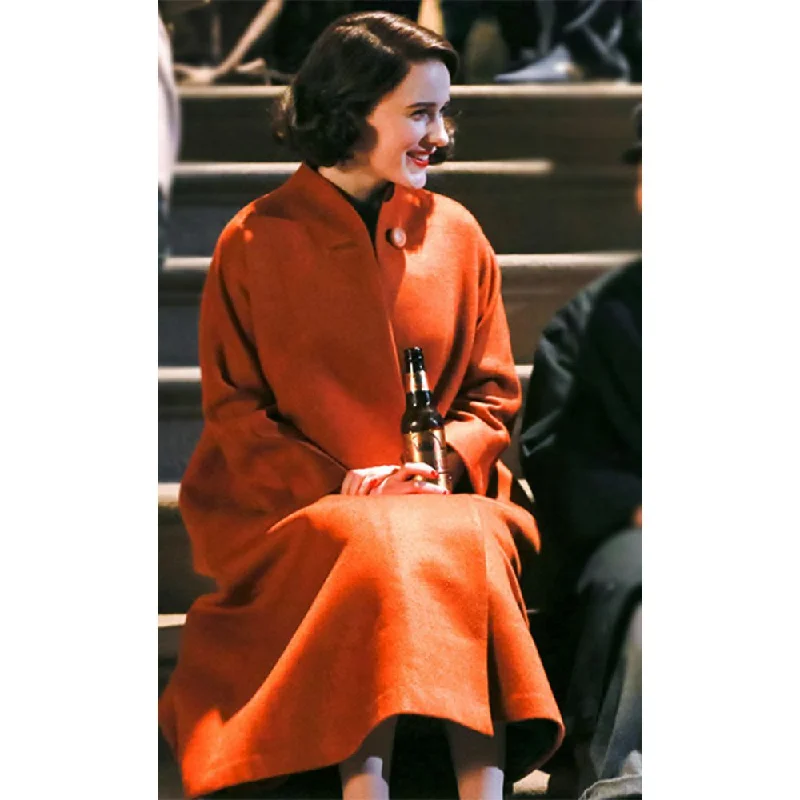 Rachel Brosnahan The Marvelous Mrs. Maisel Orange Coat