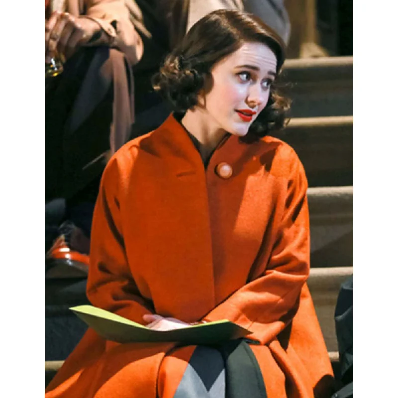 Rachel Brosnahan The Marvelous Mrs. Maisel Orange Coat