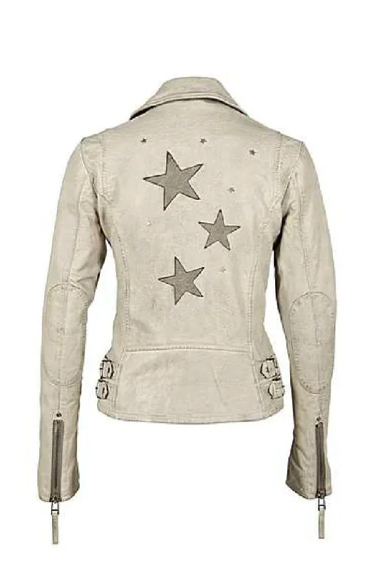 Seera Stars Leather Jacket - Off White