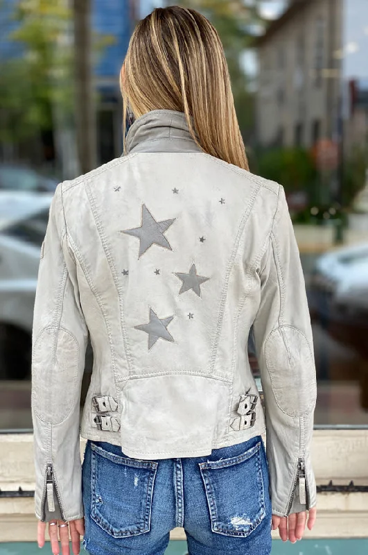 Seera Stars Leather Jacket - Off White