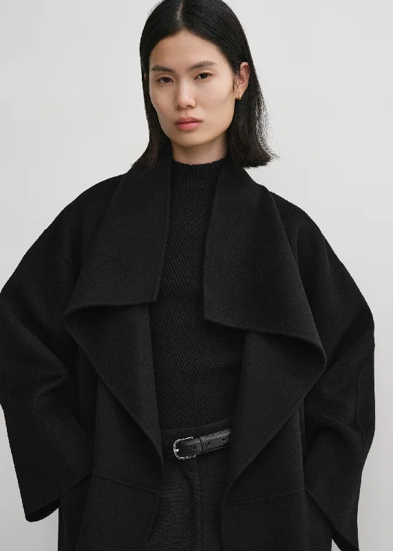 Signature wool cashmere coat black