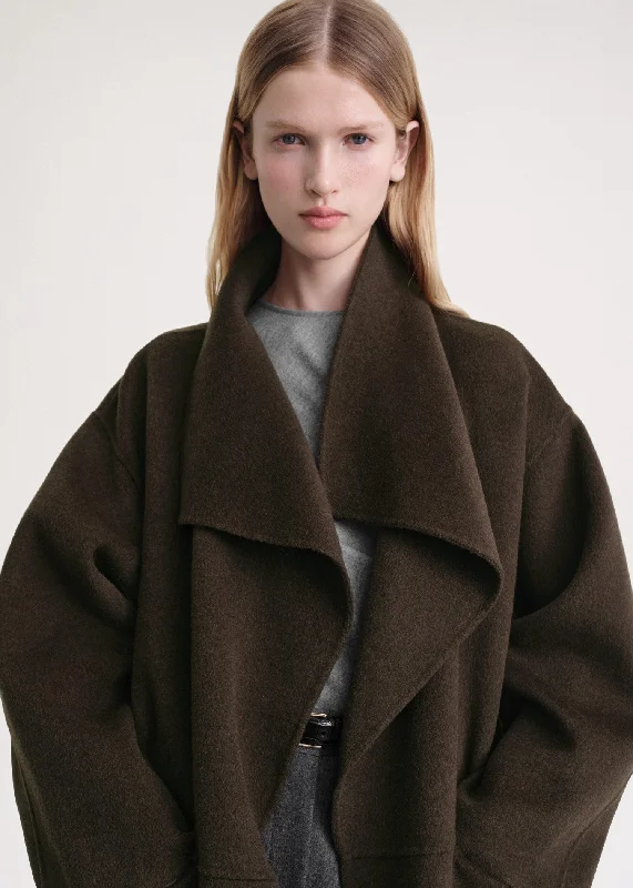 Signature wool cashmere coat chocolate melange