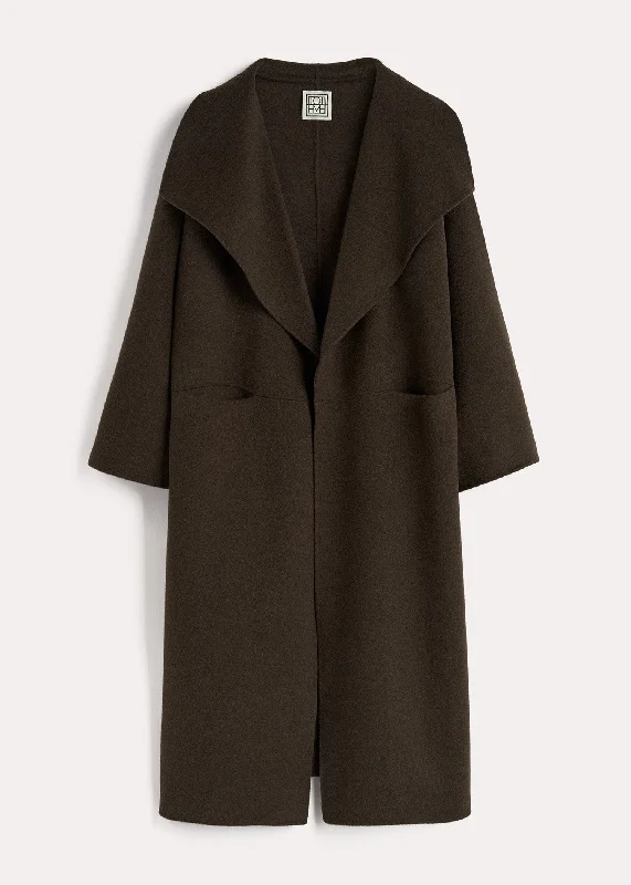 Signature wool cashmere coat chocolate melange