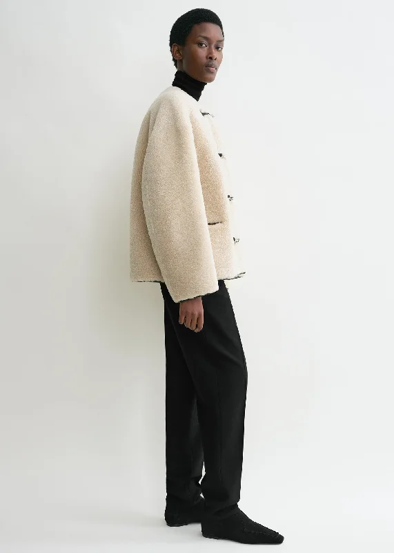 Teddy shearling clasp jacket off-white