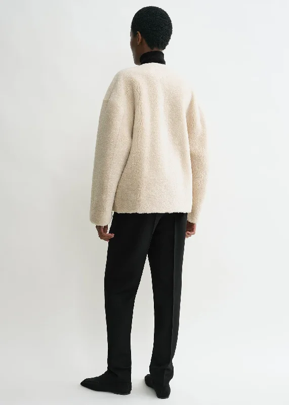 Teddy shearling clasp jacket off-white