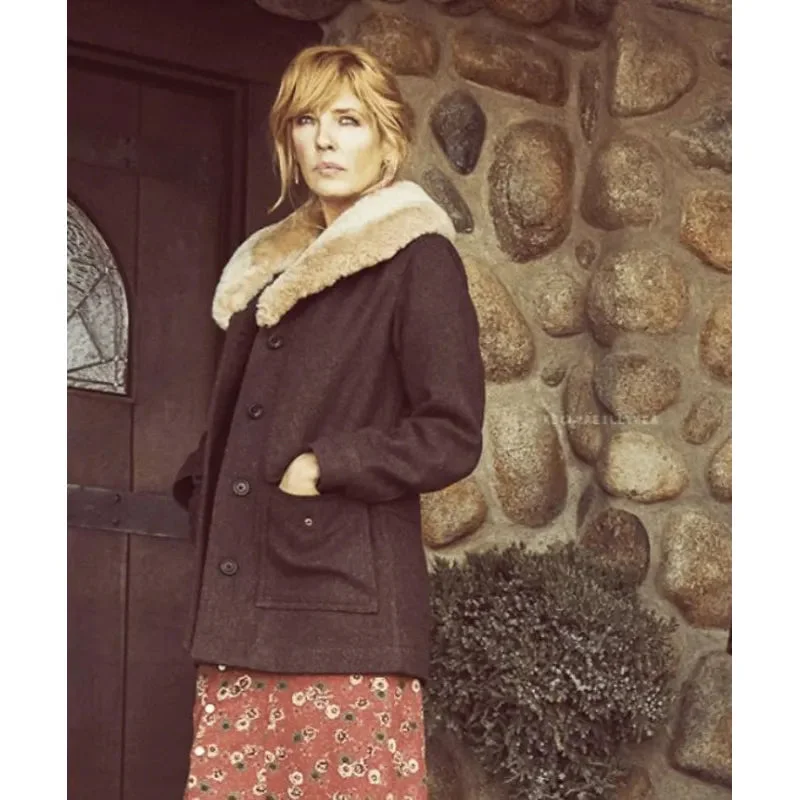 Yellowstone Kelly Reilly Shearling Wool Coat