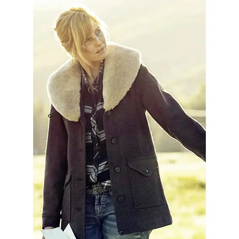 Yellowstone Kelly Reilly Shearling Wool Coat