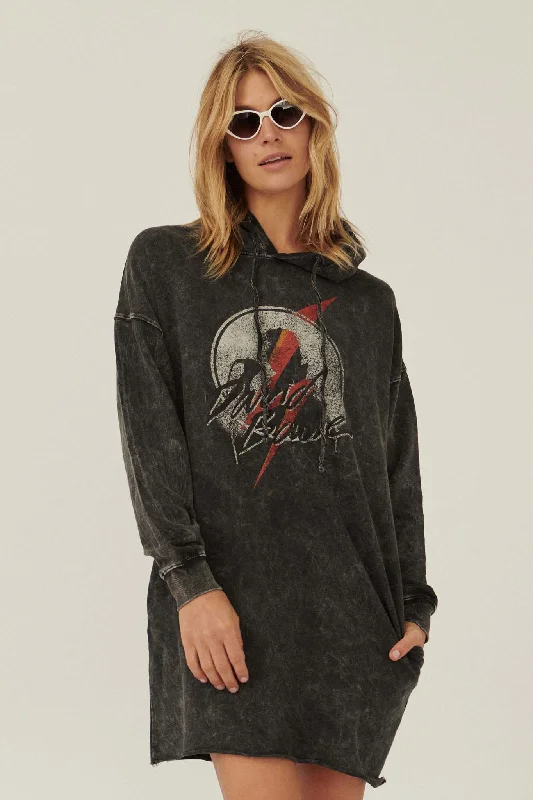 David Bowie Silhouette Graphic Hoodie Mini Dress