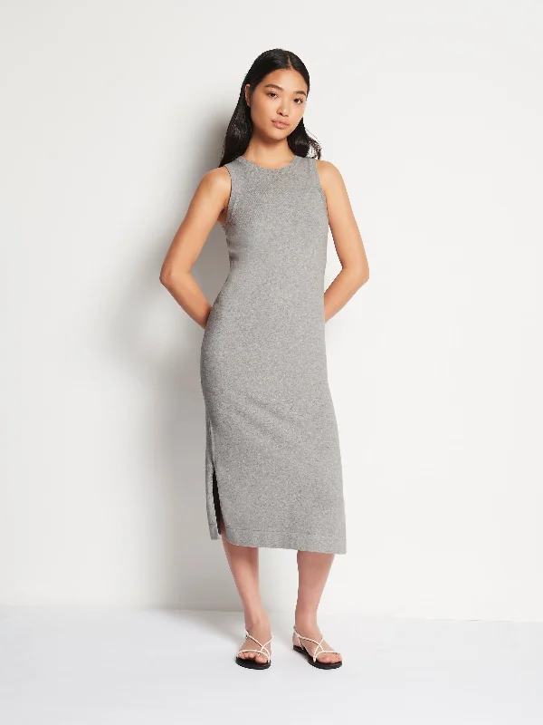 JHL Split Tank Dress (Cotton Cashmere) Grey Marle