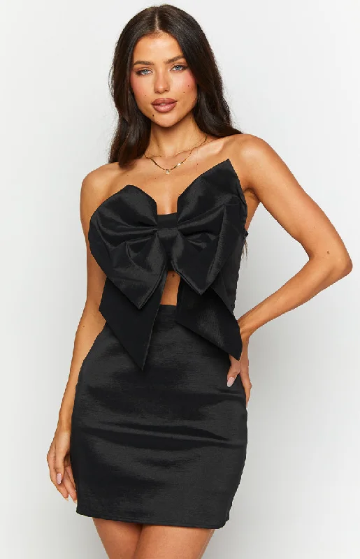 Nadia Black Bow Mini Dress