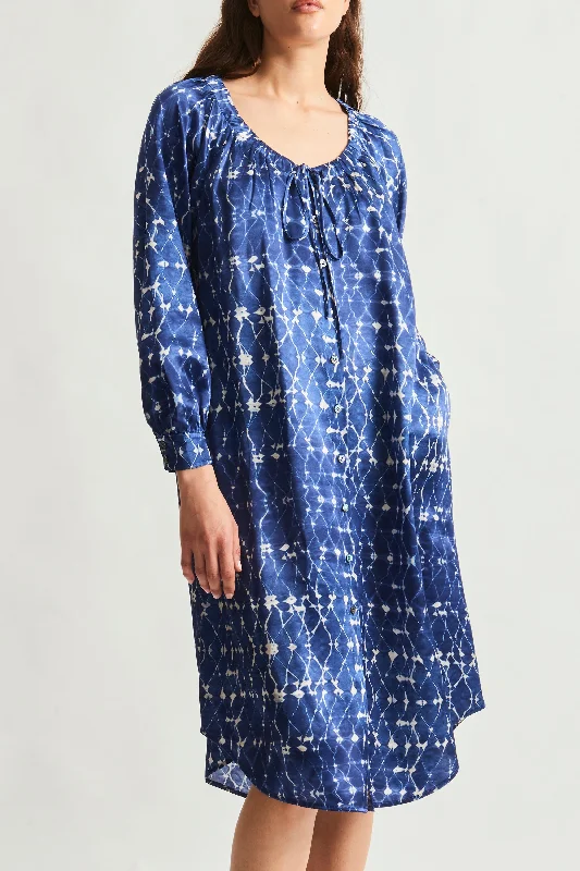 Silk Charmeuse Diamond New Blue Masai Midi Dress