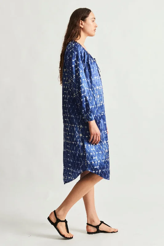 Silk Charmeuse Diamond New Blue Masai Midi Dress