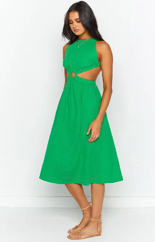 Odessa Backless Green Midi Dress