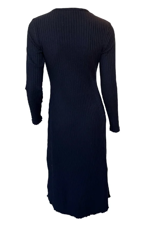 Ribbed Long-Sleeve Crew Neck Dress