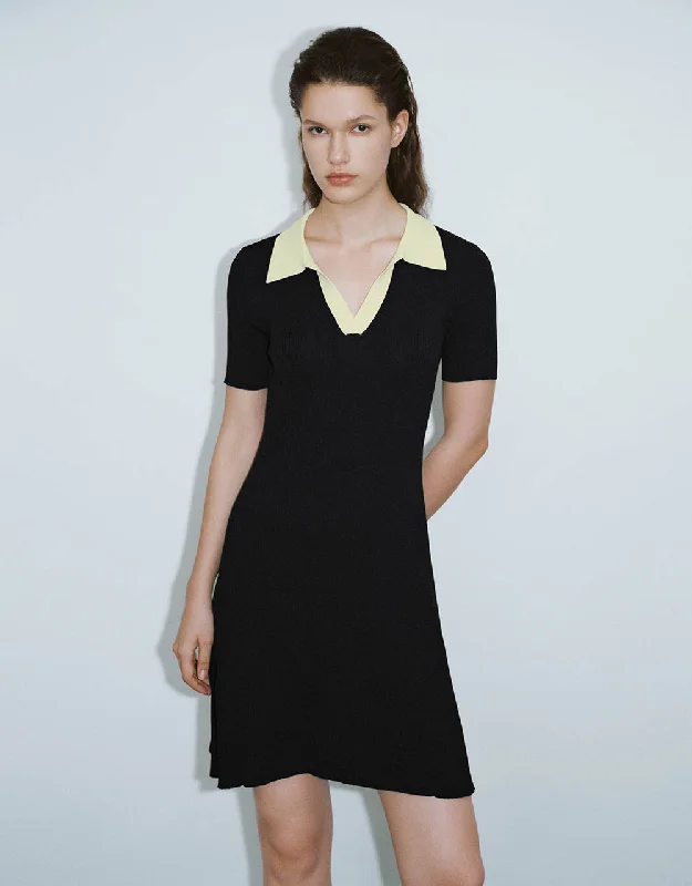 Sailor Collar Neck Knitted Dress